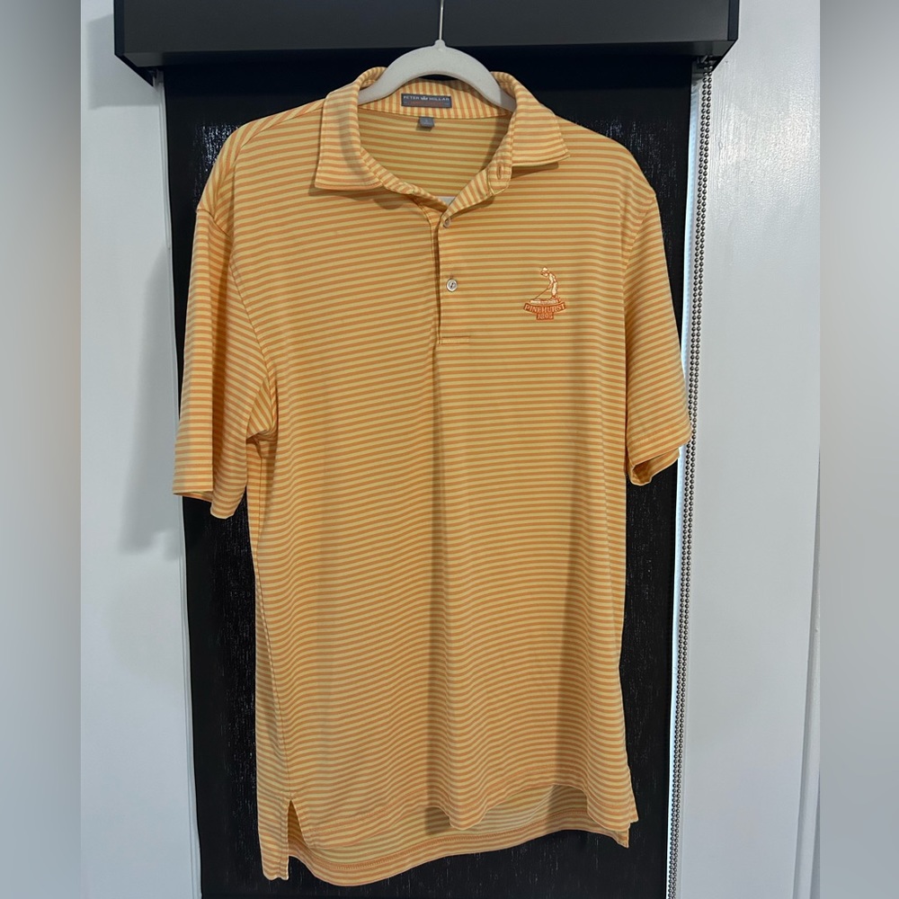 Peter Millar Performance Jersey Polo With Pinehurst Golf Course Logo. Size Small